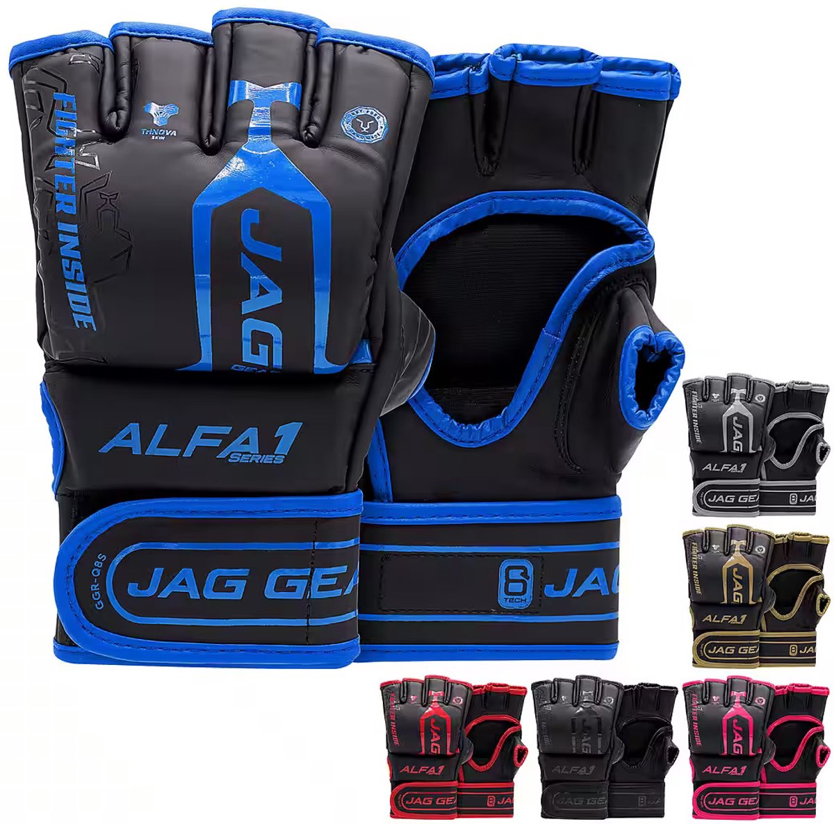 JAG Gears - ALFA - MMA-handschoenen - Bokshandschoenen - Trainingshandschoenen - Vechtsporthandschoenen - Boksen - Blauw - Mat - Maat - M