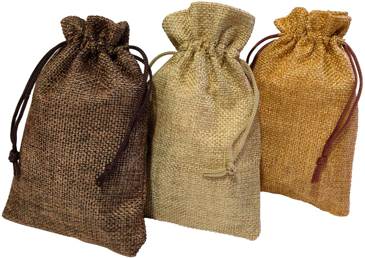 Prigta - Jute zakjes klein - 48 stuks - 10x15 cm - Mix kleur - cadeauzakjes herbruikbaar