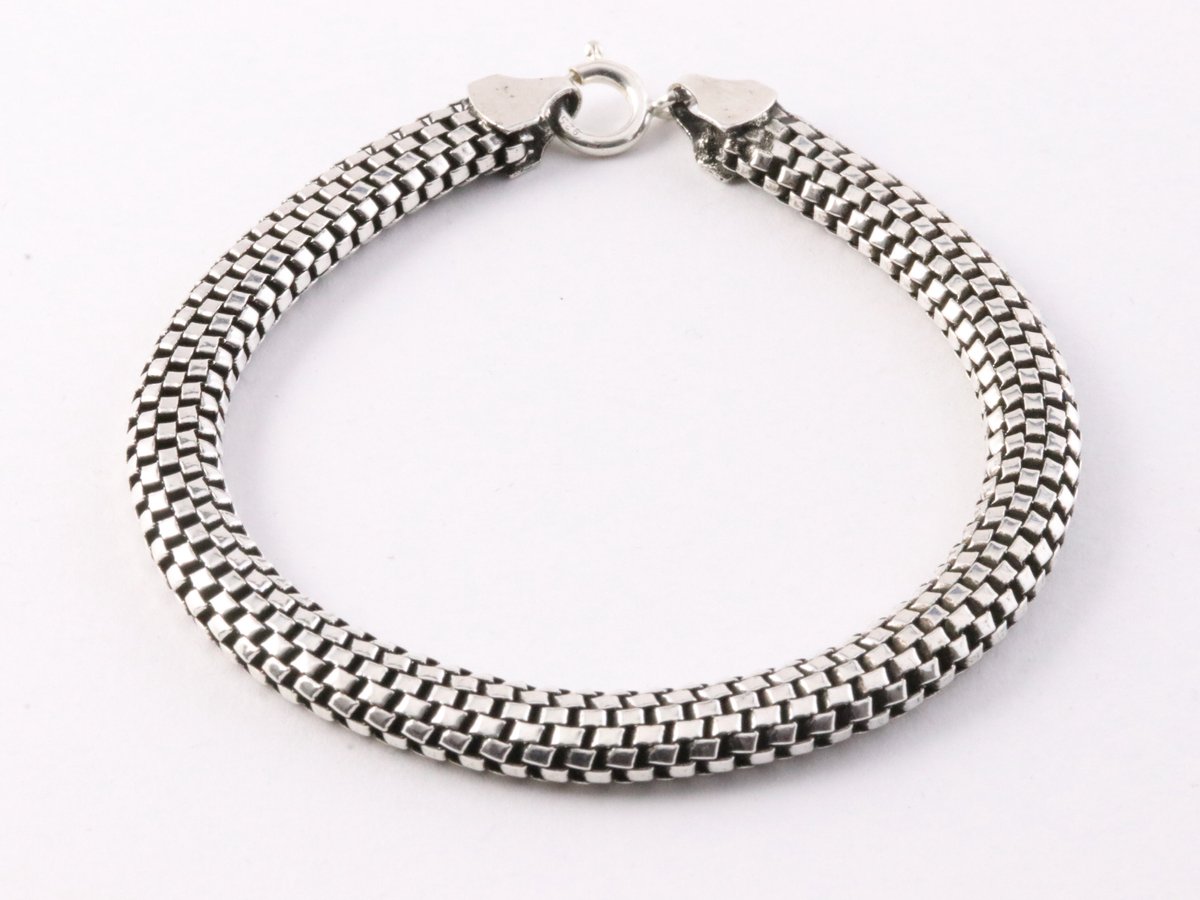 Gevlochten zilveren armband - pols 17 cm