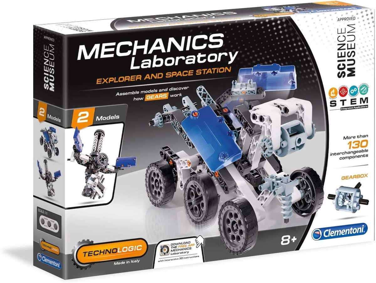 Clementoni Technologic Mechanics Laboratory, Explorer + Space Station Assembly Kit, 2 Model Configurations