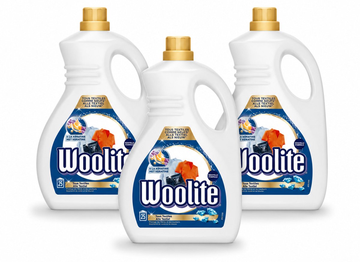 3 x Woolite - Wasmiddel - Vloeibaar Wasmiddel - Alle textiel - 25wb/1,5L - Bulkverpakking - 3 stuks