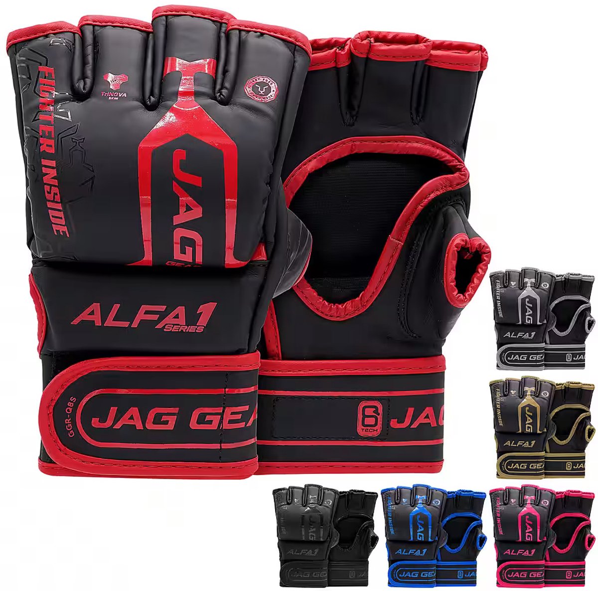 JAG Gers – ALFA - Bokshandschoenen - MMA Gloves - Training - Vechtsporthandschoenen - Boksen - Rode - Mat - Maat Medium