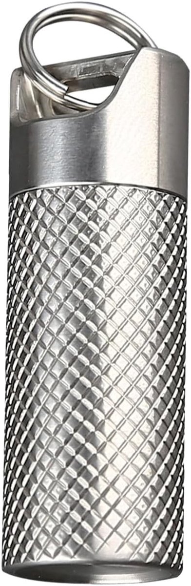 Mini Pillendoosje 3.5x1.2cm van Titanium, Waterdicht Sleutelhanger, Ideaal voor Reizen en Medicijnen Opslag