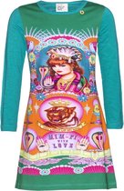Mim-pi Meisjes Jurk - Groen, oranje en multicolor - Maat 152