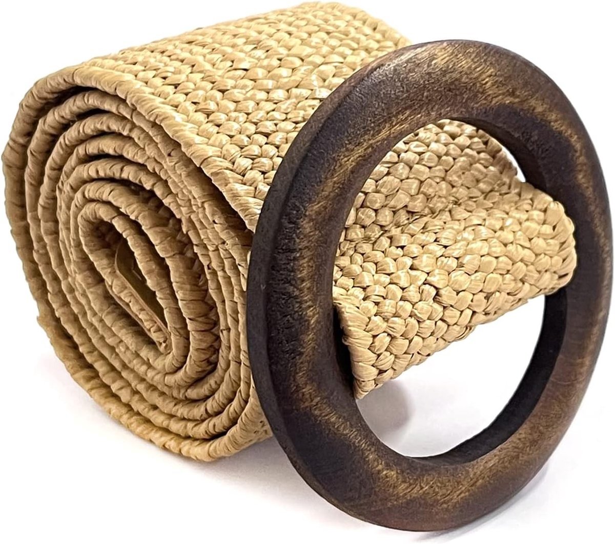 Vintage elastische thongriem met houten gesp, veelzijdige kledingriem voor mannen en vrouwen, ideaal voor jurken, shirts en jeans.