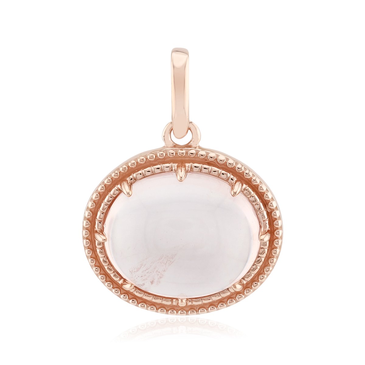 Cavill - Ovale Rozenkwarts Hanger - 4,68 ct Madagaskar - 925 Sterling Zilver - Roségoud Verguld - Elegant, Romantisch Sieraad
