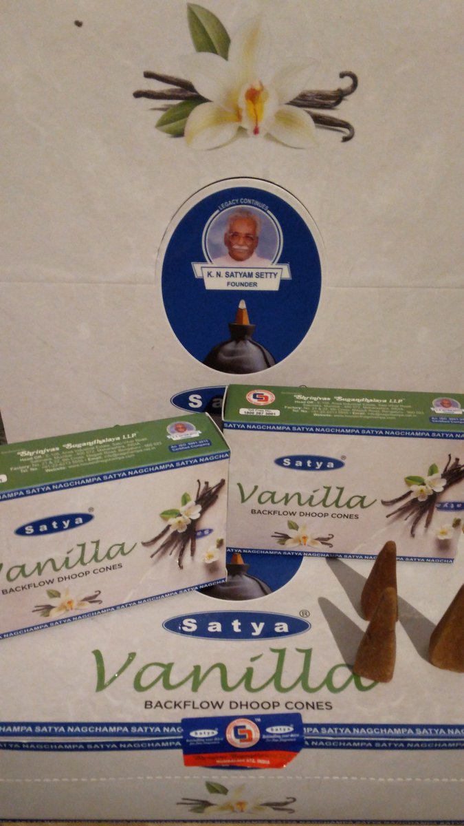 Satya Backflow Dhoop Cones Vanilla Wierook Kegeltjes 10 stuks per doosje