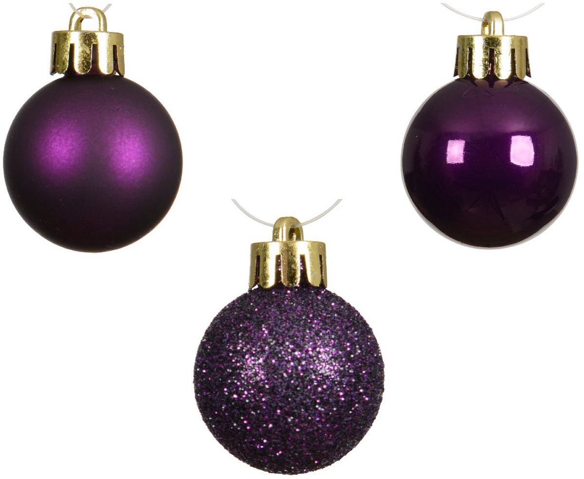 Kaemingk kerstballen vijgkleur onbreekbaar 3 cm - set van 14
