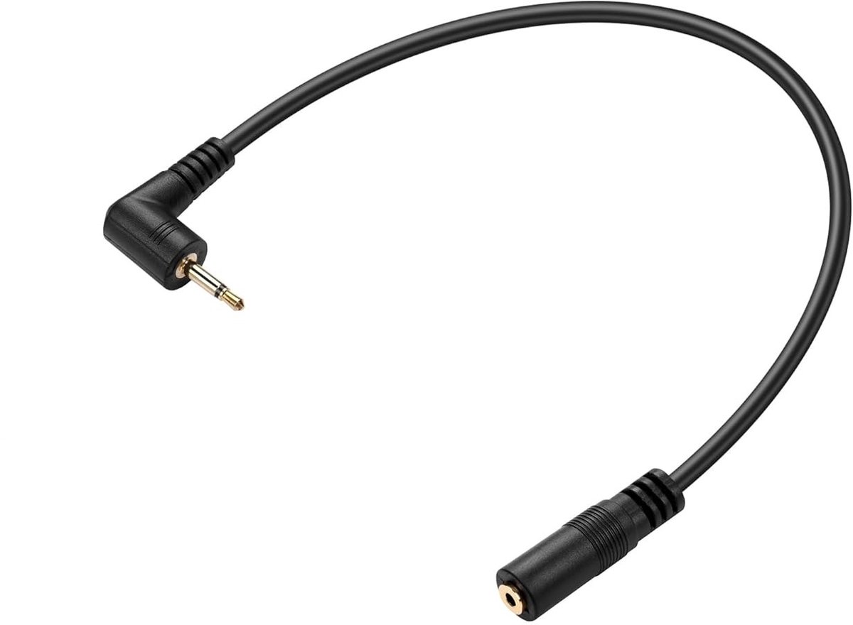 Rechthoekige 2.5mm Audio Kabel, 90 Graden, Mono Audio Verlengkabel voor Smartphone, Hoofdtelefoon en MP3 Speler (0.3m)