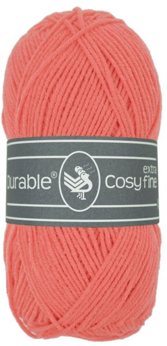 5 x Durable Cosy extra fine - katoen en acrylgaren - Coral (2190) - haakgaren/breigaren - naald 3 a 3,5mm