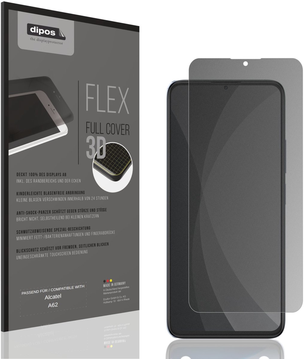 dipos FLEX – Matte Privacy Screenprotector geschikt voor Alcatel A62 | Volledige Schermbescherming | Case-Friendly