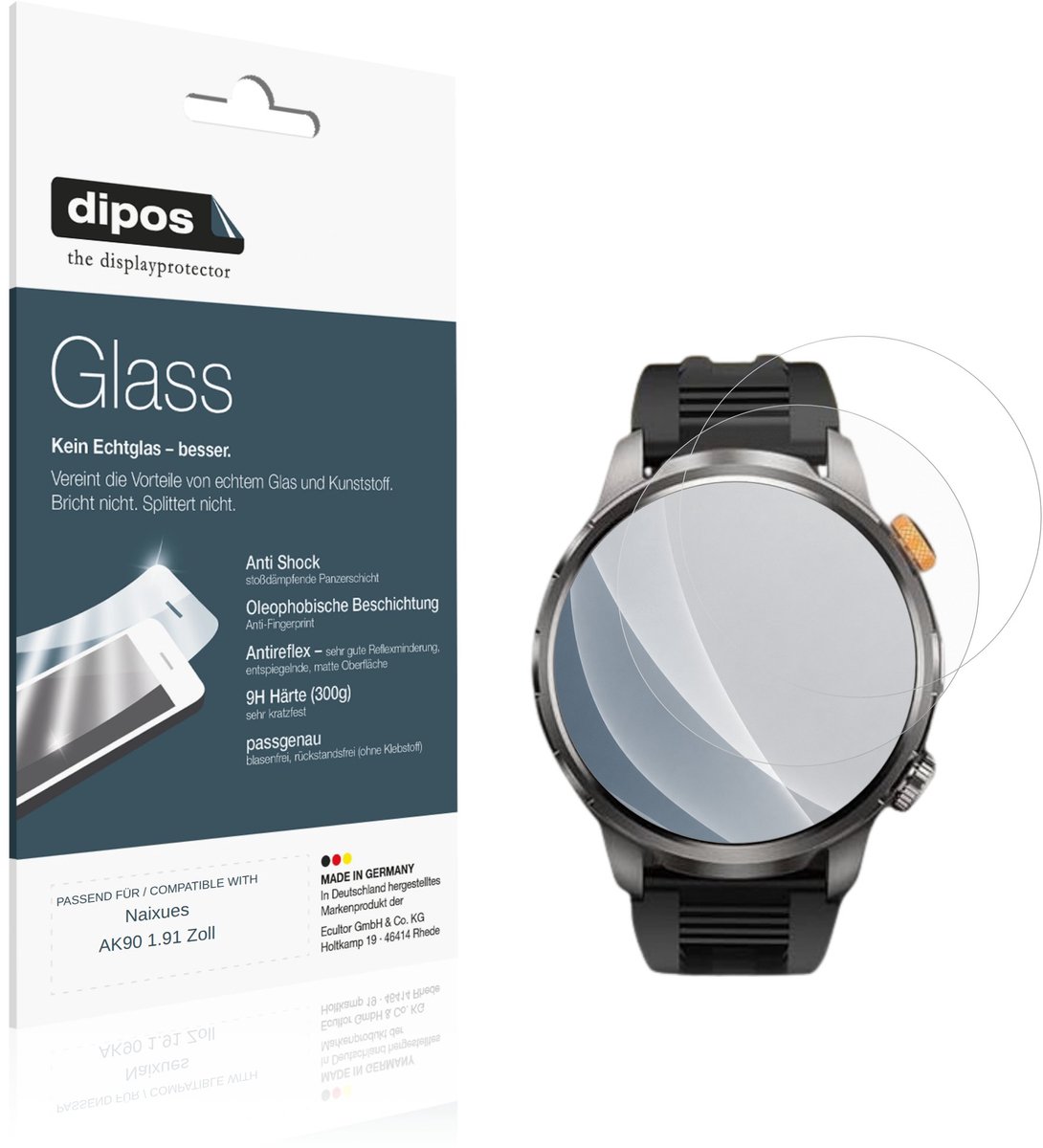 dipos – 2x Matte Pantserfolie geschikt voor Naixues AK90 1.91 Zoll | 9H Screenprotector