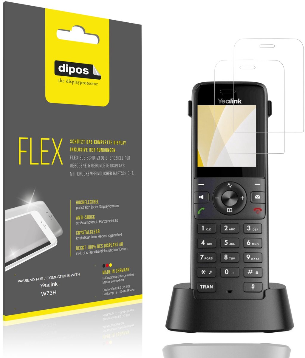 dipos – 2x Beschermfolie geschikt voor Yealink W73H | 3D Full Cover Screenprotector | 100% Passend