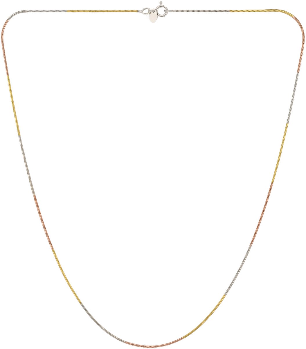Cavill - Elegante 3-Kleurige 925 Sterling Zilveren Halsketting - 45 cm - Gerhodineerd - Lichtgewicht met Karabijnsluiting - Dames - Sieraden