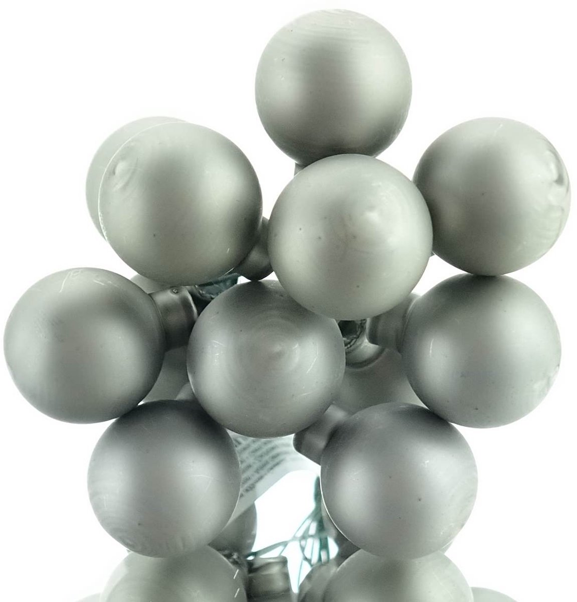 Kaemingk Mini-kerstballen Zilvergrijs mat aan draad Ø 2,5 cm - glas