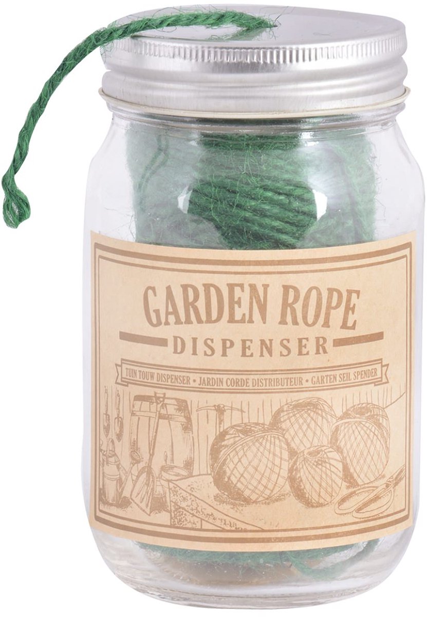 Esschert Design Touwdispenser 8 X 13,4 Cm Glas/sisal/blik
