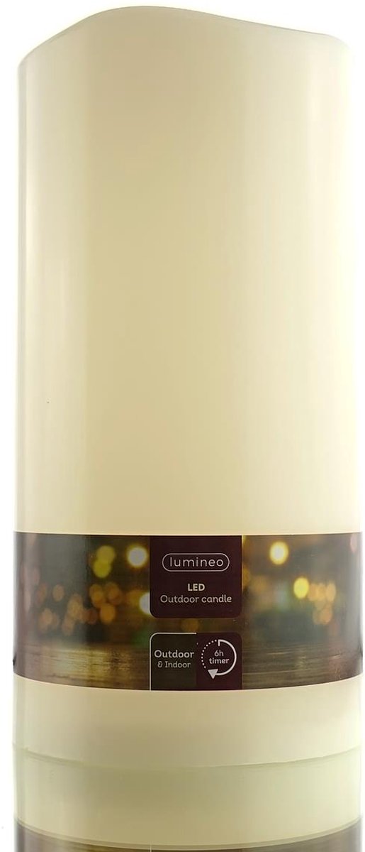 Kaemingk Lumineo grote LED kaars cremewit Ø 12,5 cm hoogte 25 cm