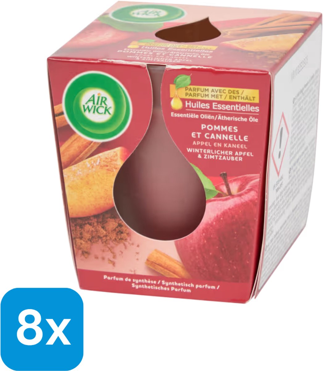 Geurkaars - Air Wick - Appel en kaneel - Duopack - 2*105gr - Voordeelverpakking 8 stuks