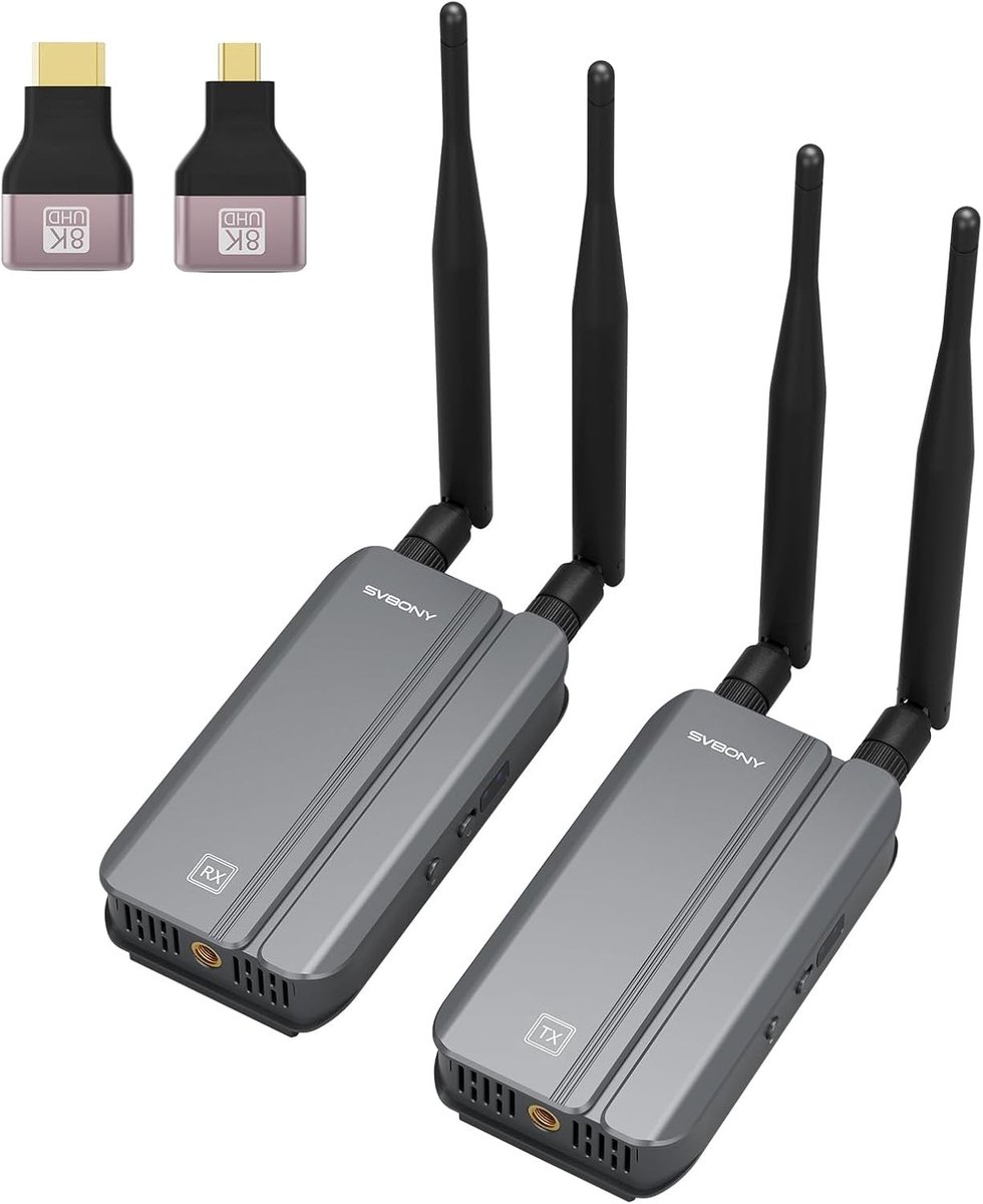 Draadloze HDMI zender en ontvanger, 5GHz HDMI extender tot 300m, 1080P/60FPS, app bediening, lage vertraging, ideaal voor TV, projector en thuiswerk
