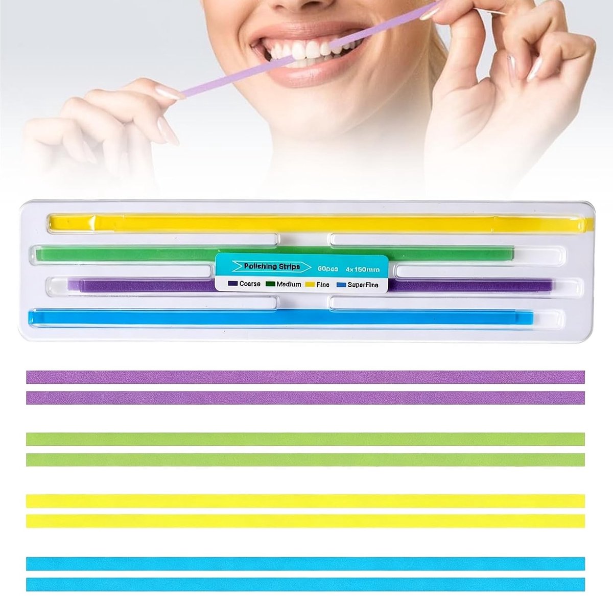 60 Stuks Tandzandpapier voor Tussenruimtes, Polijststrips en Finishing Tool Kit voor Diepe Tandreiniging en Glans