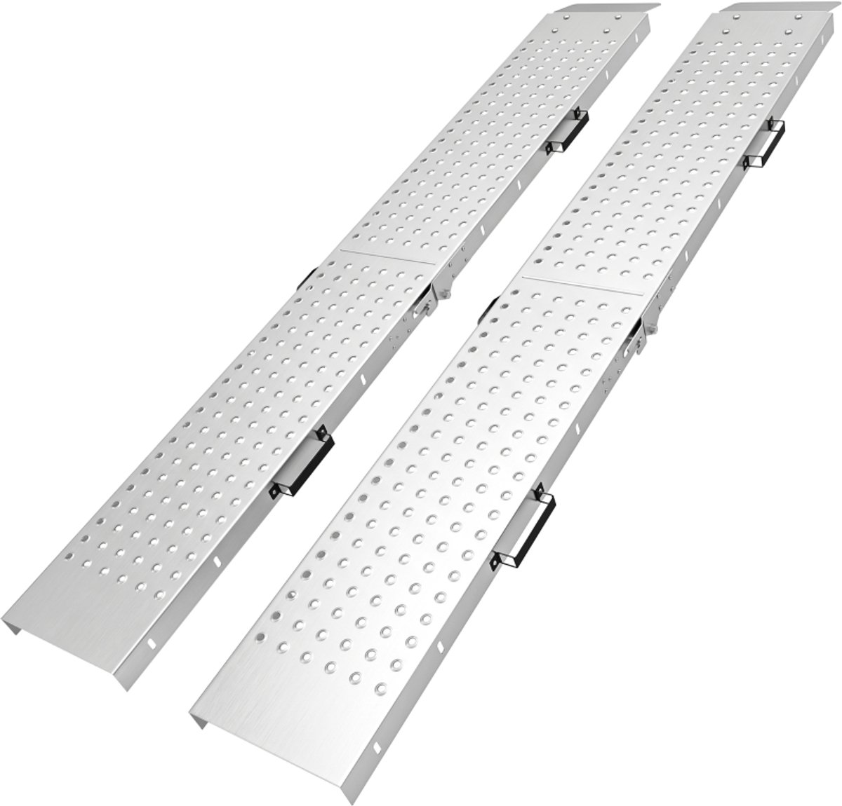 REDOM - Auffahrrampe - klappbaar en 2-delig - met Tragegriffen en rutschvast oppervlak - verzinkt metaal - Zilver - 180 x 25,5 x 6,5 cm