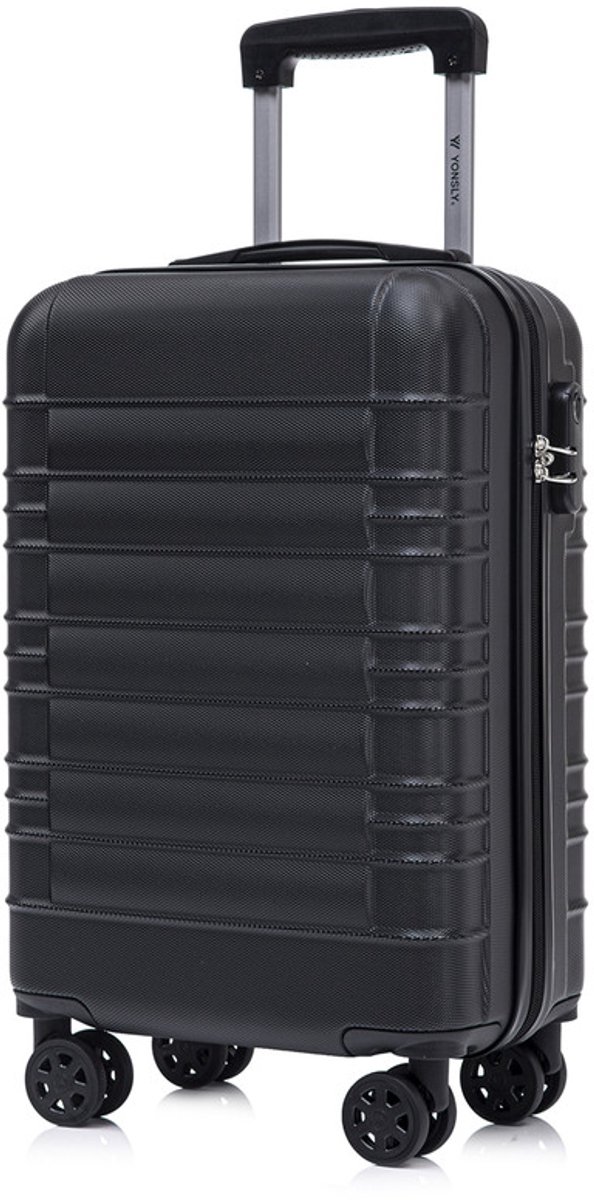 YONSLY Handbagage Koffer - 55cm - 40 L - Cijferslot- 360° Draaibare Wielen - Zwart