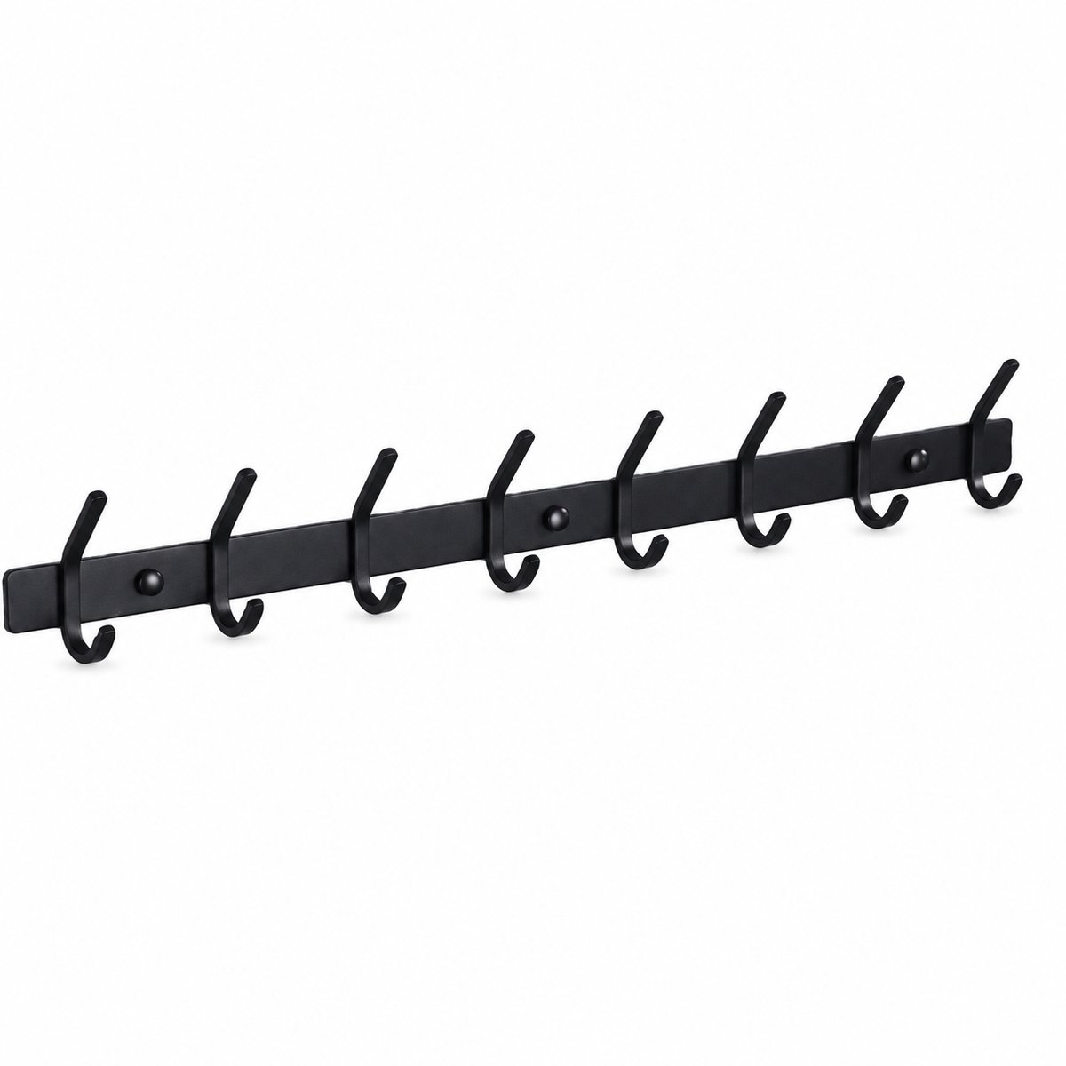Muur Kapstok Hangend-wandstok - RVS - 16 Hangers - Industrieel - Zwart