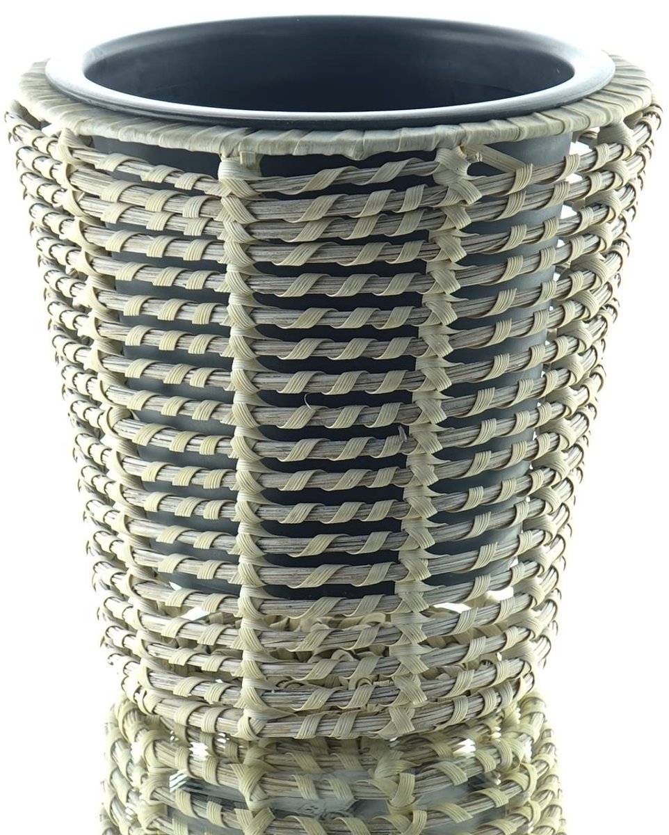Kaemingk Plantenpot Beige met Binnenpot Polyrattan en PP