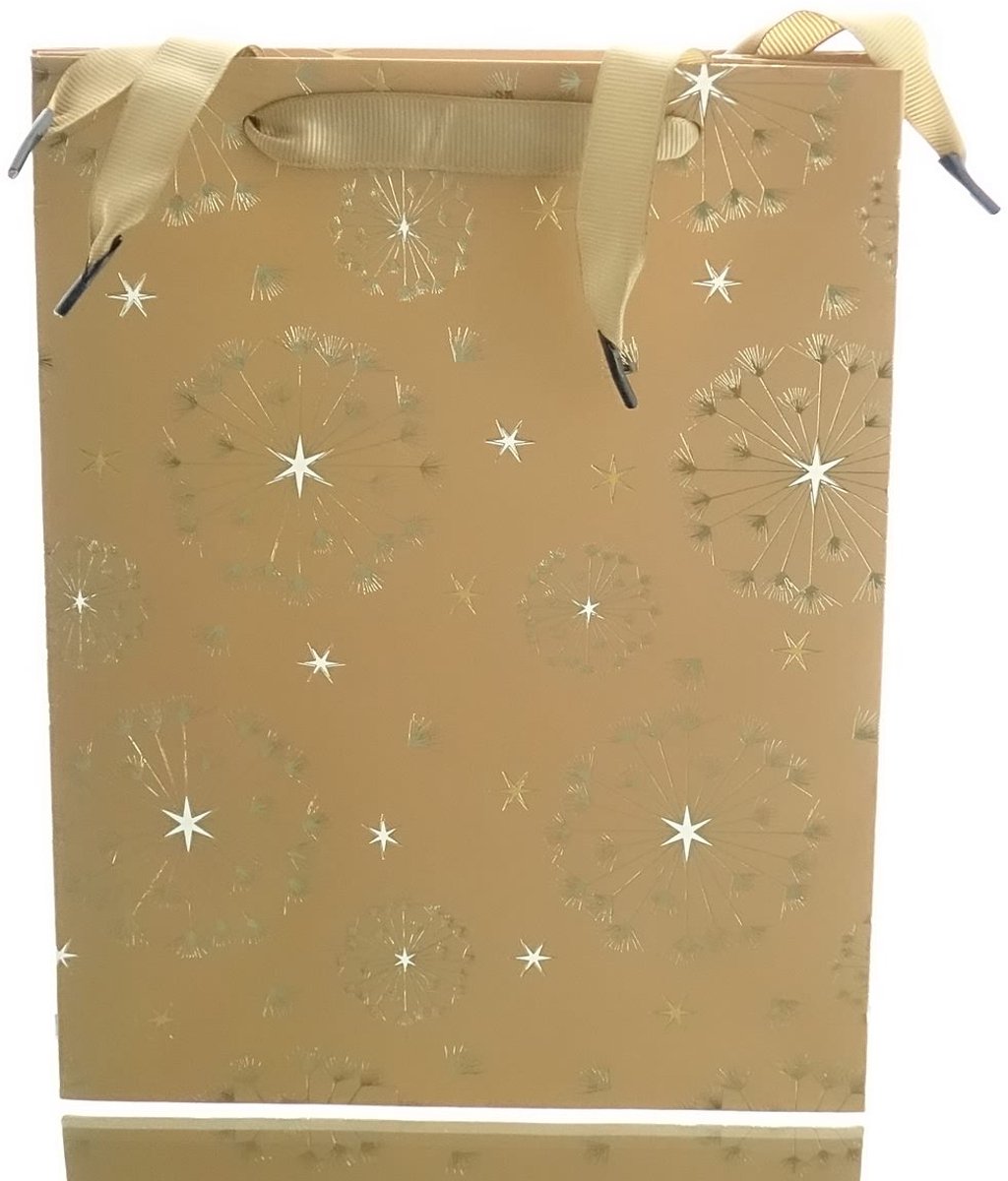 Kaemingk Cadeautas Bruin Kerstmotief en Handvat 18 x 24 cm - Papier
