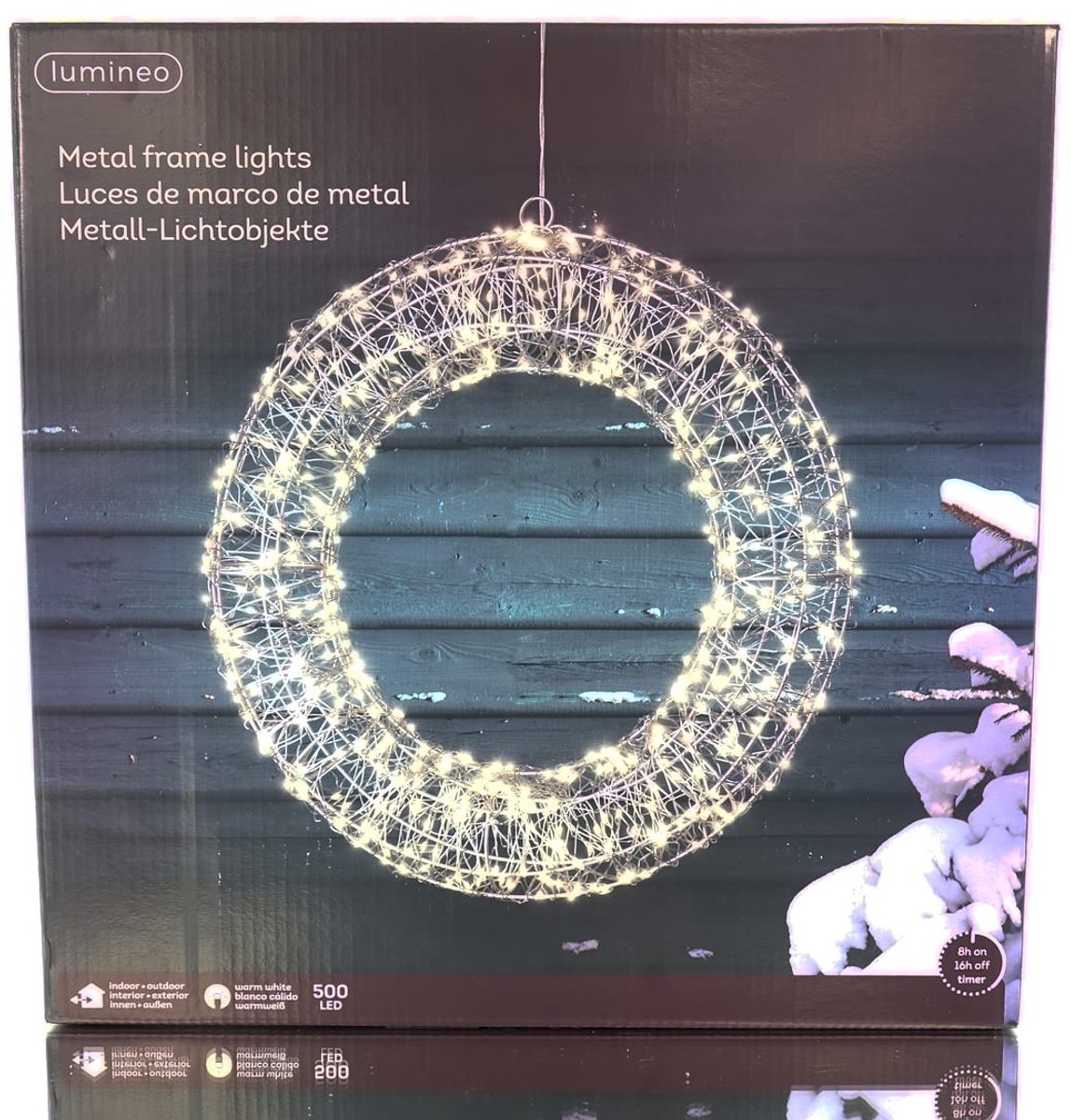 Lumineo Micro LED-Lichtkrans Zilver Warmwit Outdoor L7-B28-H28 cm