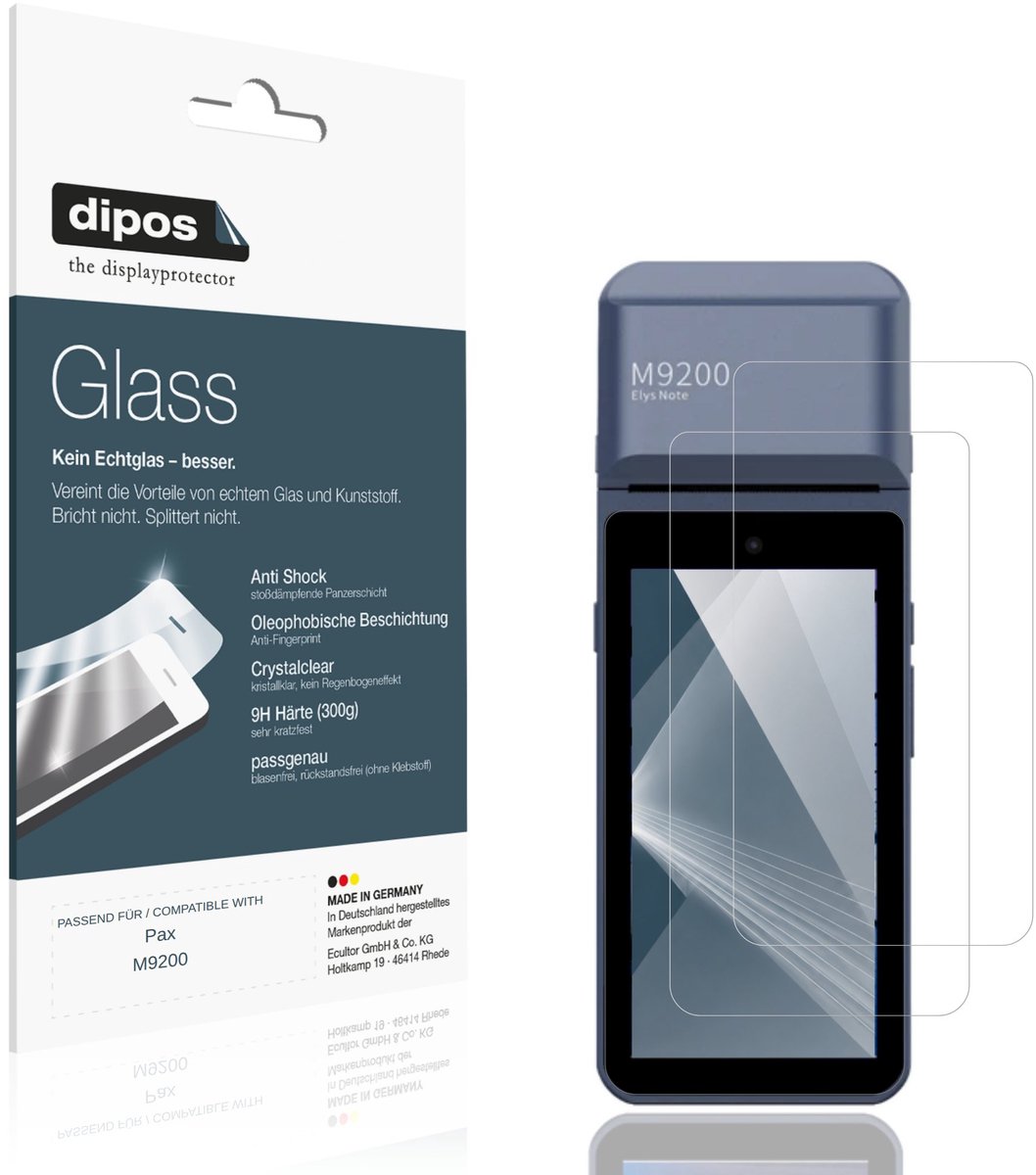 dipos – 2x Pantserfolie geschikt voor Pax M9200 | 9H Screenprotector