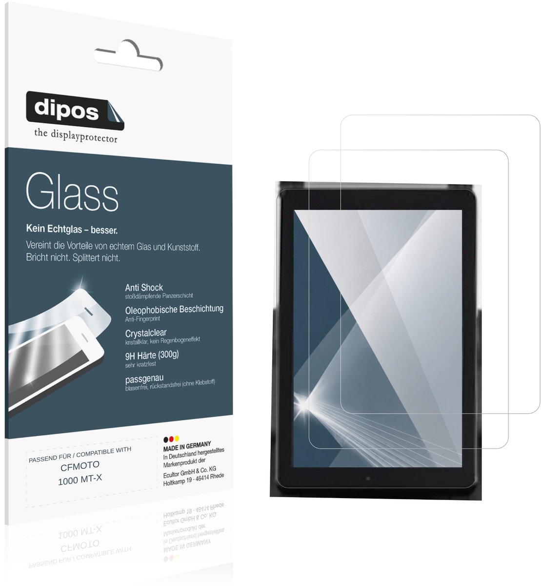 dipos – 2x Pantserfolie geschikt voor CFMOTO 1000 MT-X | 9H Screenprotector