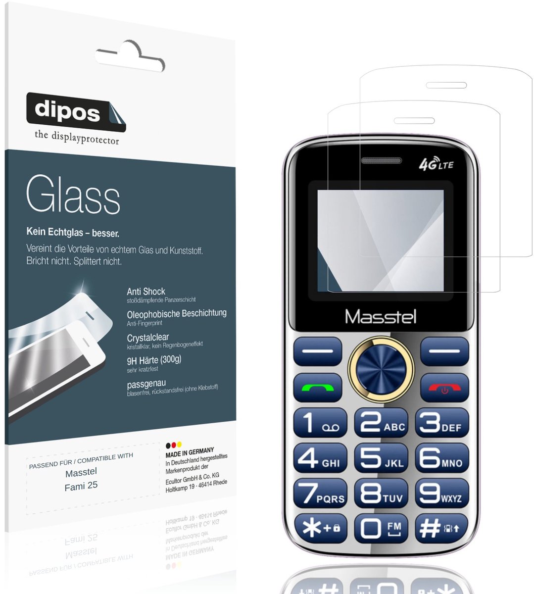 dipos – 2x Pantserfolie geschikt voor Masstel Fami 25 | 9H Screenprotector