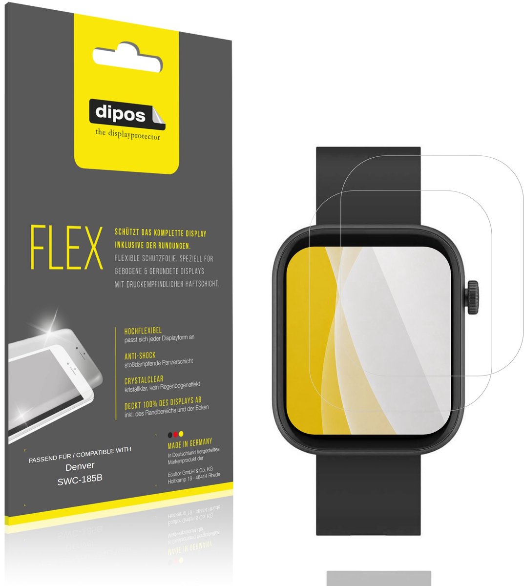 dipos – 2x Beschermfolie geschikt voor Denver SWC-185B | 3D Full Cover Screenprotector | 100% Passend