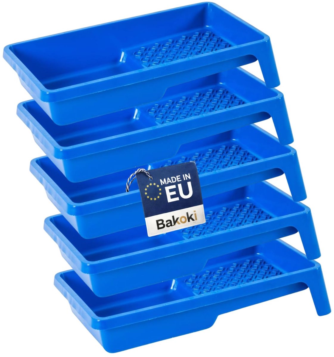 BAKOKI 5 x Verfbak 15 x 29 cm, verfbak voor muurverf, kunststof blauw, breedte 15 cm, lengte 29 cm - ShopVlot