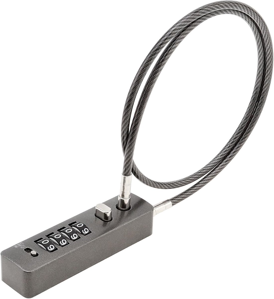 Kabelsloten met combinatie, 63 - 3/5 cm stalen kabelslot 4-cijferig combinatieslot met instelbare code voor fietsen, kleine hekken, archiefkasten, kledingkasten, koelkastdeuren (grijs)