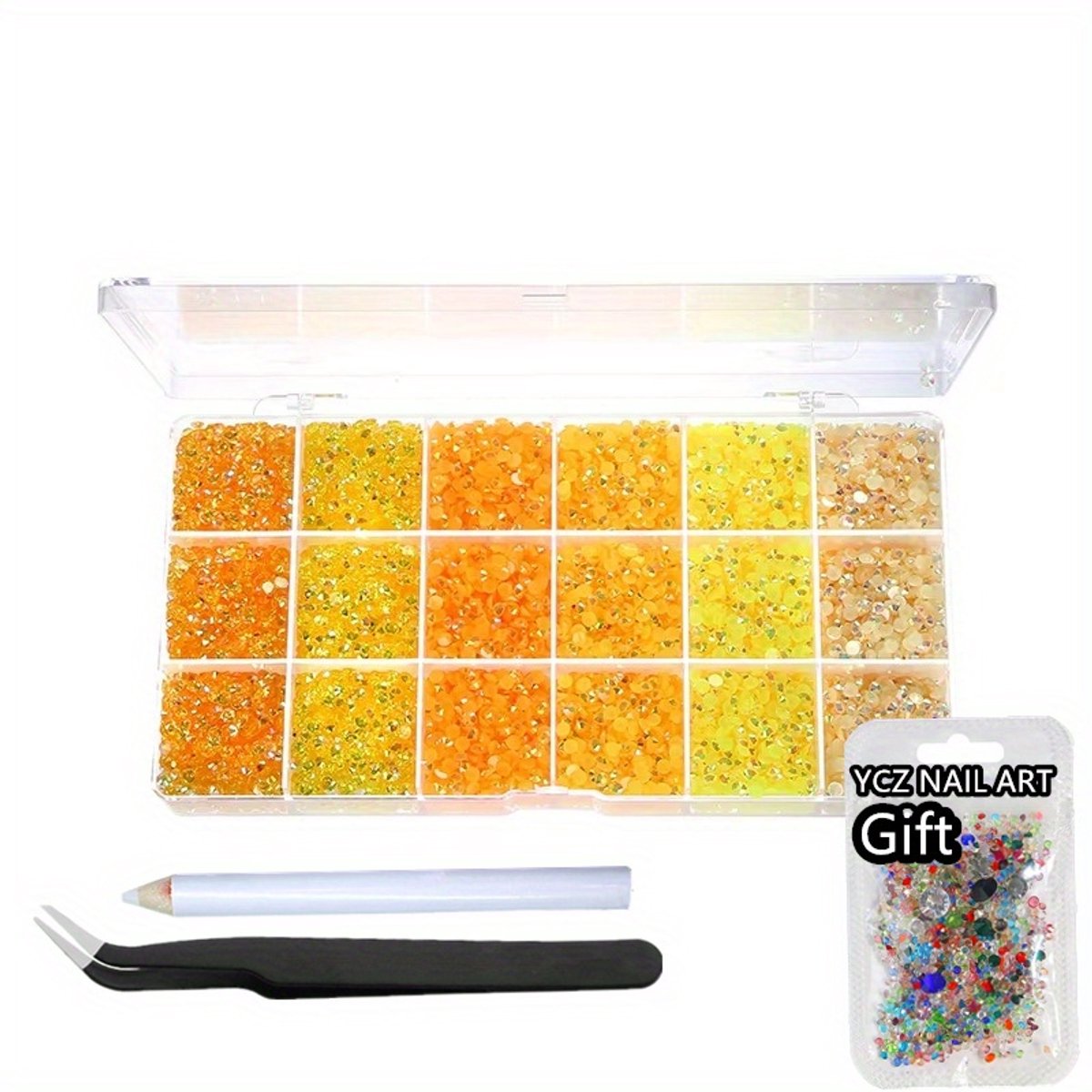 Currero Bedazzle Kit - Bedazzling - Plakstenen - Strass Steentjes - DIY Versieren - Set Met 14.500 Steentjes - 18 Vakken - Nagel Decoratie - AB Glitter - 3/4/5mm - Stijl M