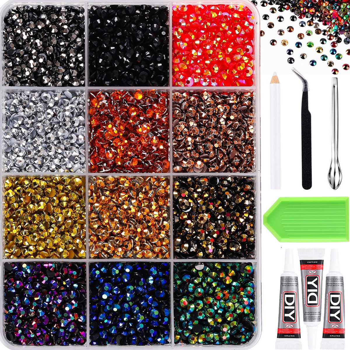 Currero Bedazzle Kit - Bedazzling - Plakstenen - Strass Steentjes - DIY Versieren - Met Lijm En Gereedschap - Stijl D