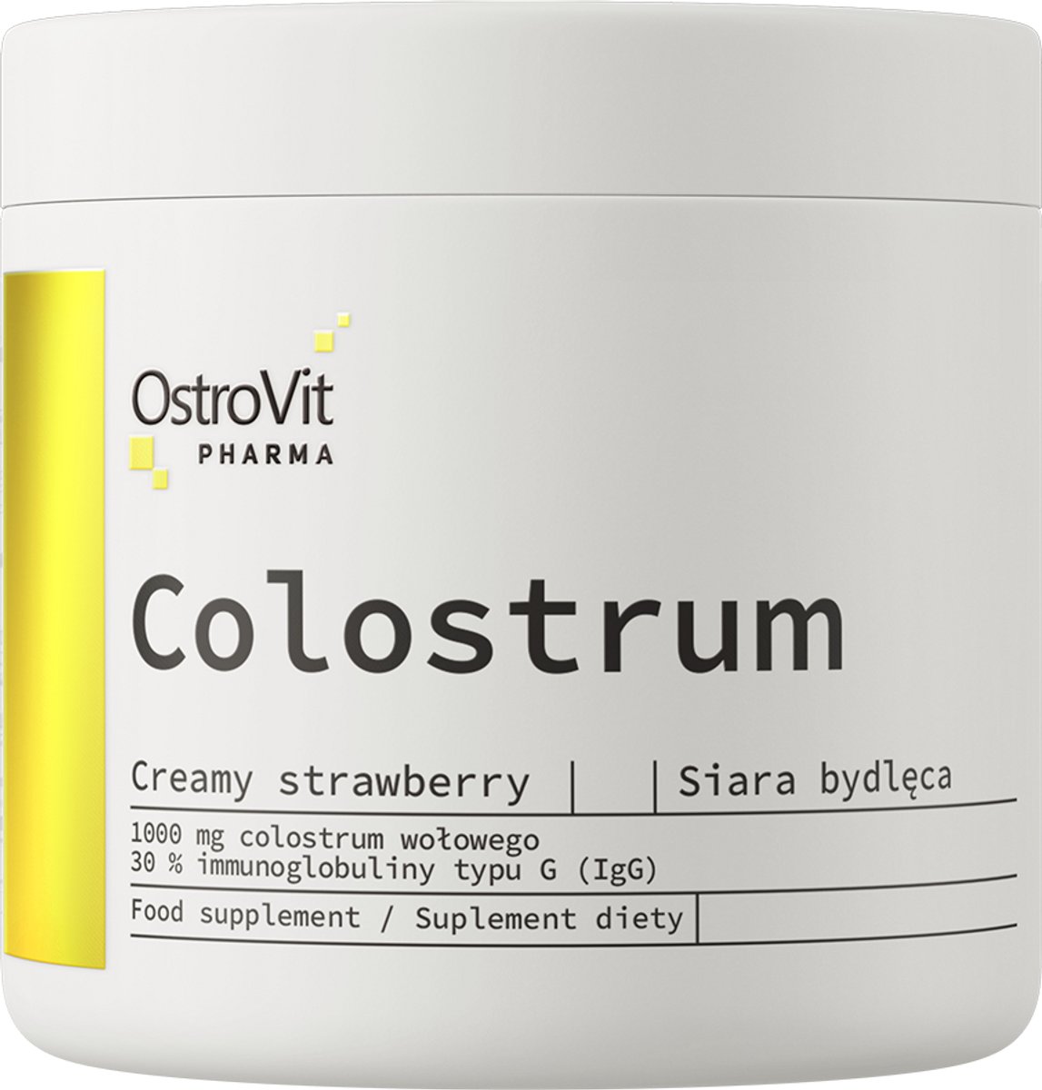 OstroVit Pharma Beef Colostrum Creamy – Voedingssupplement – Colostrum 30% IgG – Aardbei Smaak – 100g