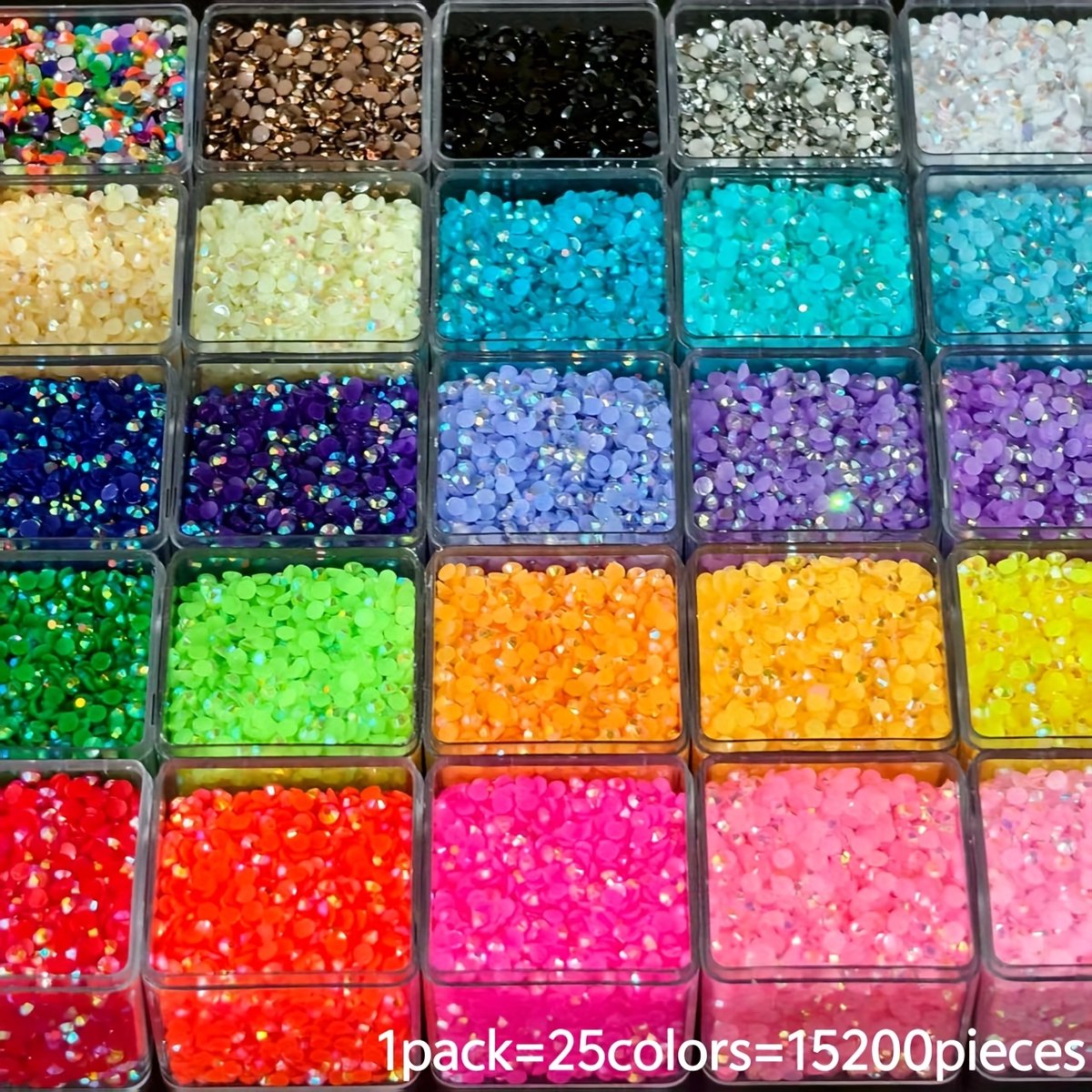 Currero Bedazzle Kit - Bedazzling - Plakstenen - Strass Steentjes - DIY Versieren - Set Met 15.200 Steentjes - 25 Kleuren - Nagel Decoratie - 3mm