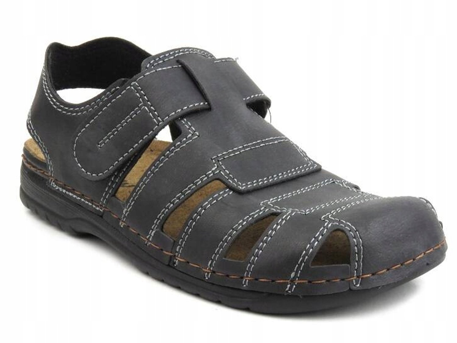 Inblu Heren Sandalen 3522 Leer Gesloten Teen Zwart
