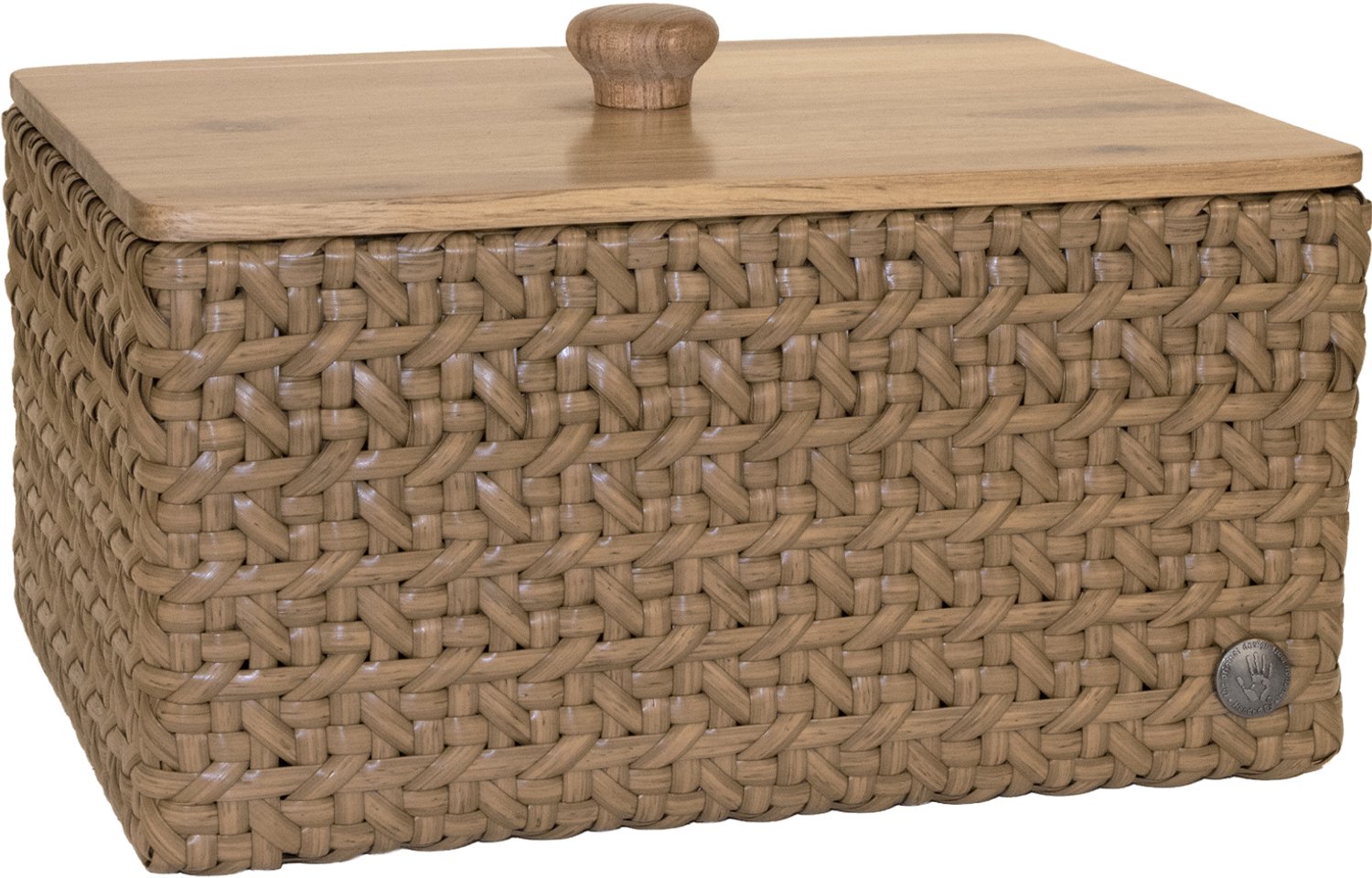 Handed By - Opbergmand maat M met houten deksel - Ozara - bruin - sienna