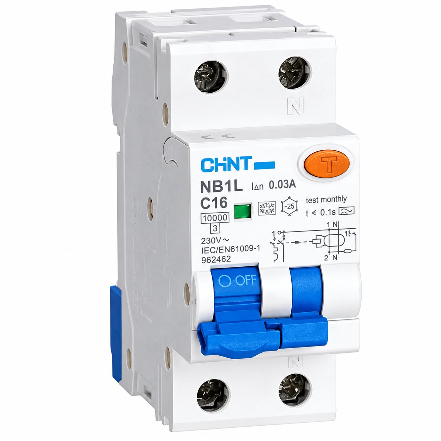 CHINT NB1L Aardlekautomaat 1P+N C13 30mA Type A 10kA