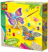 SES Creative Inspired by Nature Houten Vlinders Versieren met Verf en Kwast - Vanaf 5 Jaar - Knutselen - Schoencadeautjes Sinterklaas