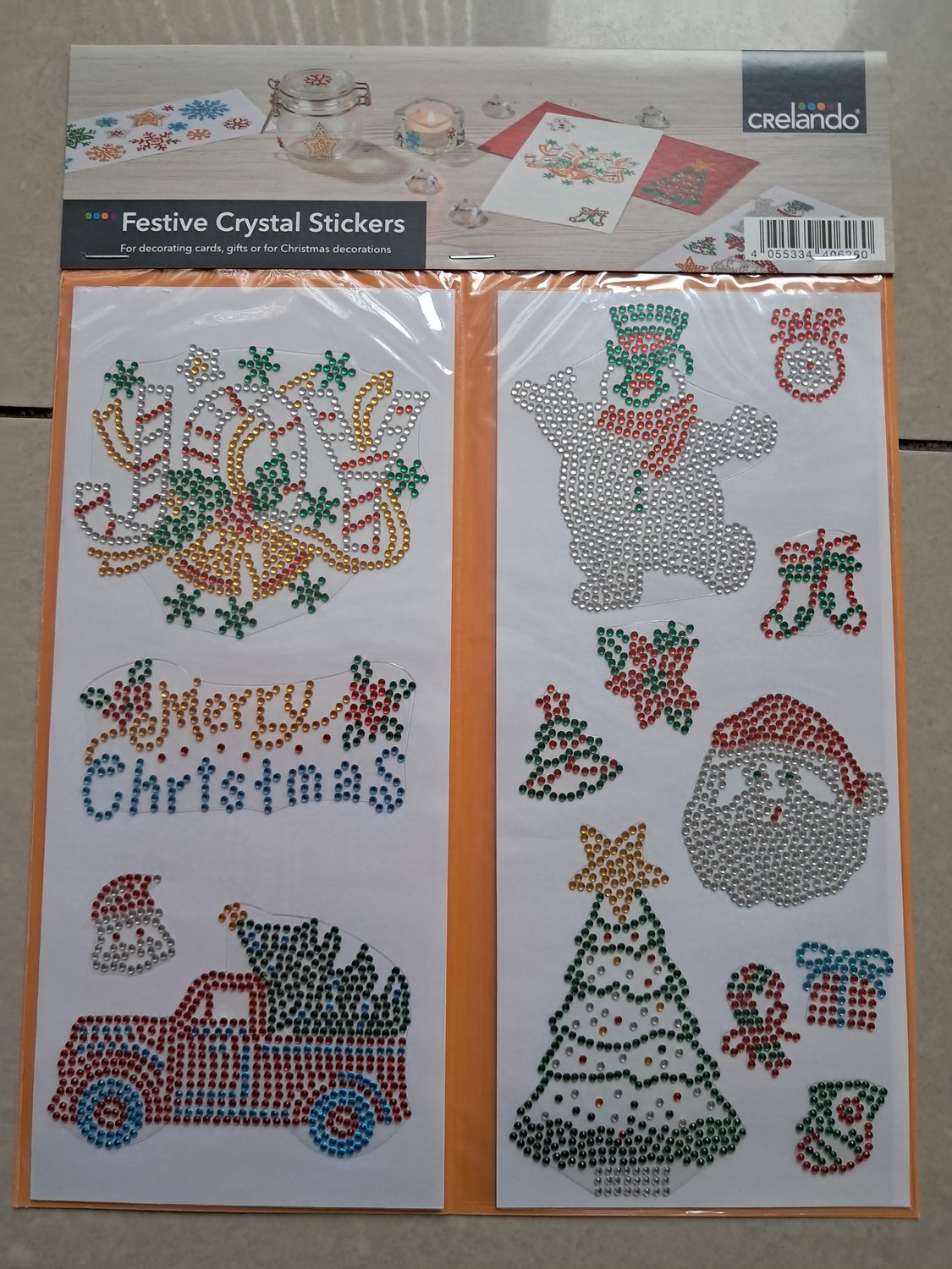Crelando Kerst stickers - Kristal stickers - 4 vellen - 33 Stickers - Kerst Decoratie