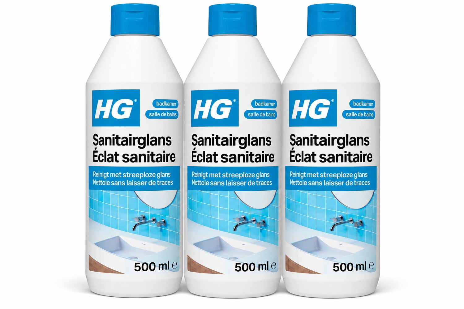 HG Sanitairglans 500 ml - Streeploze Reiniger voor Sanitair 3 x 500 ml