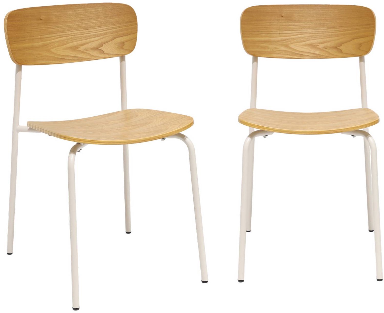 sweeek 2 vintage stoelen multiplex met houtfineer en metalen poten l 43,5 x b 51 x h 77cm - toby Beige