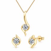 Selevie Sieradenset Goud Twist – Ketting & Oorbellen – Moissanite VVS1 Color D – 2 ct totaal – Diamond Look
