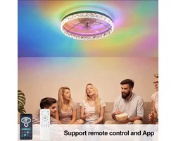 RGB Plafondventilator - Met Speaker - Dimbaar Met Afstandsbediening - 12 Kleuren - 60W - RGB Muziek Ventilator - Woonkamerlamp - Kroonluchter Ventilator
