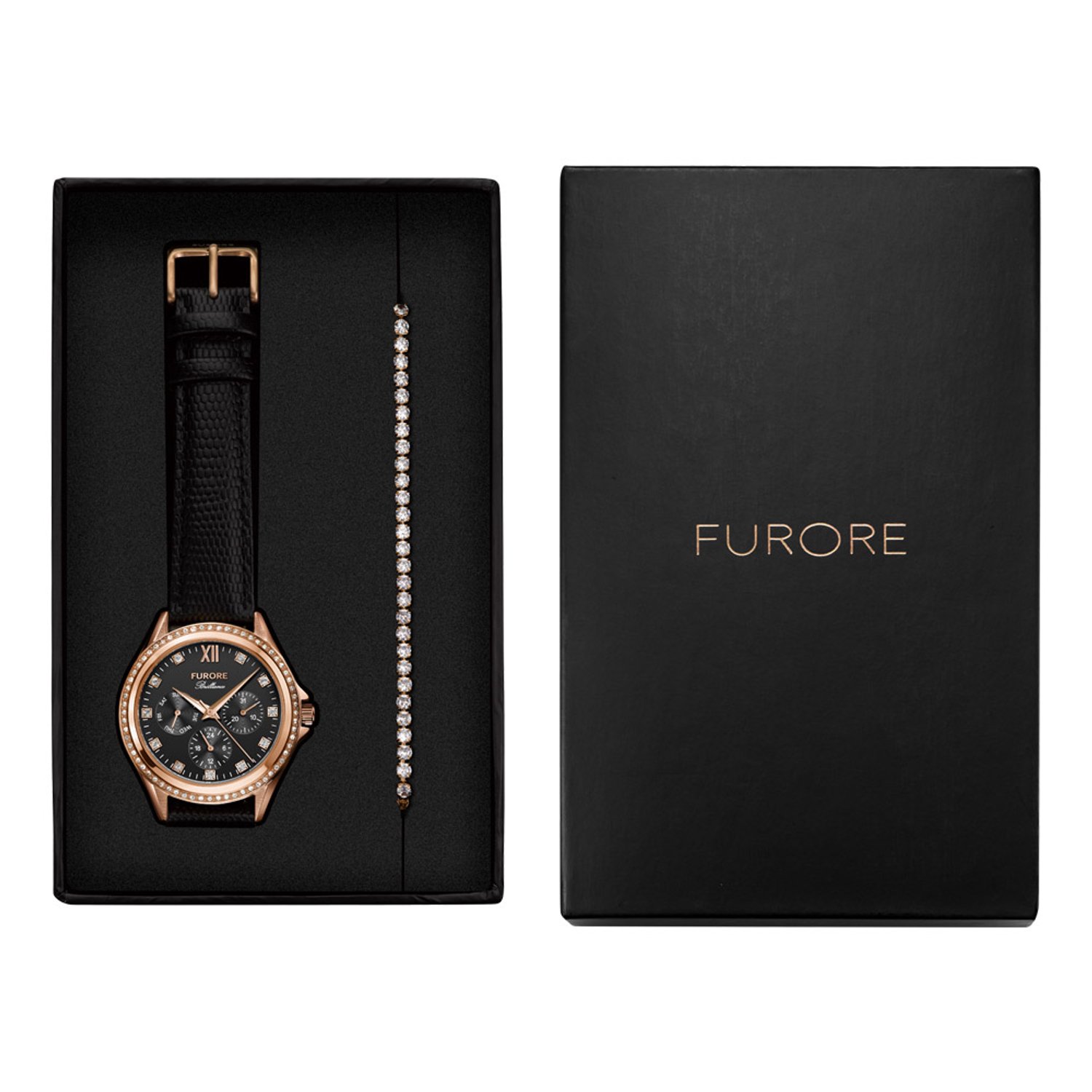 Furore - Dames Horloge Giftset Brilliance met armband - Rosekleurig